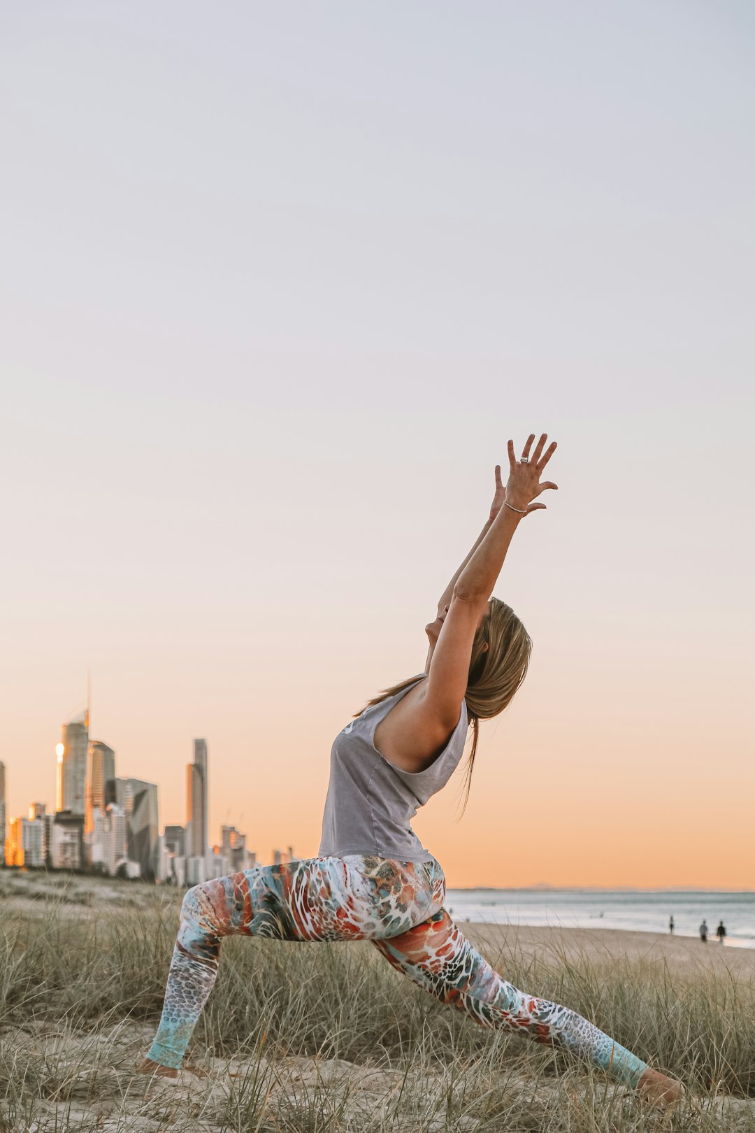 Sunset on Mermaid Beach, Gold Coast, Australia, Yoga Pose